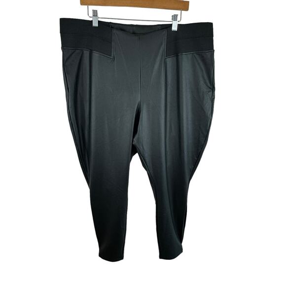 Simply Vera Vera Wang NWOT Black High Rise Skinny Pull On Pleather Pants Size 2X - Picture 1 of 5